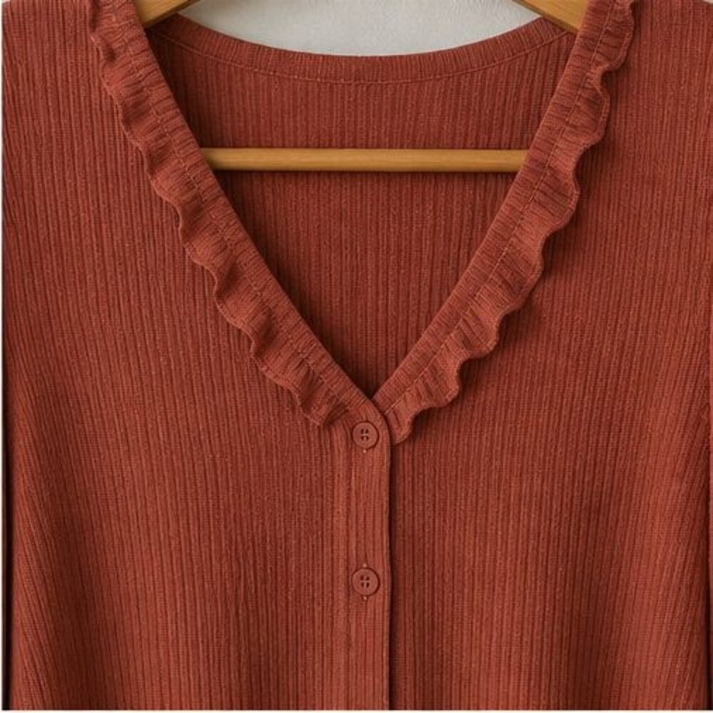 Rust Ruffle Blouse - Picture 4 of 6